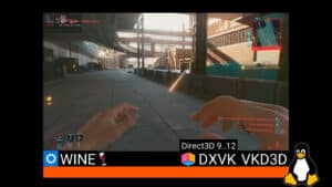 Fig 3: Playing Cyberpunk 2077 on Wine